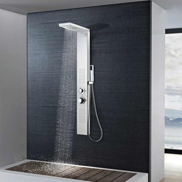 Shower system, stainless steel, square