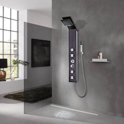 Shower system, glass, brass
