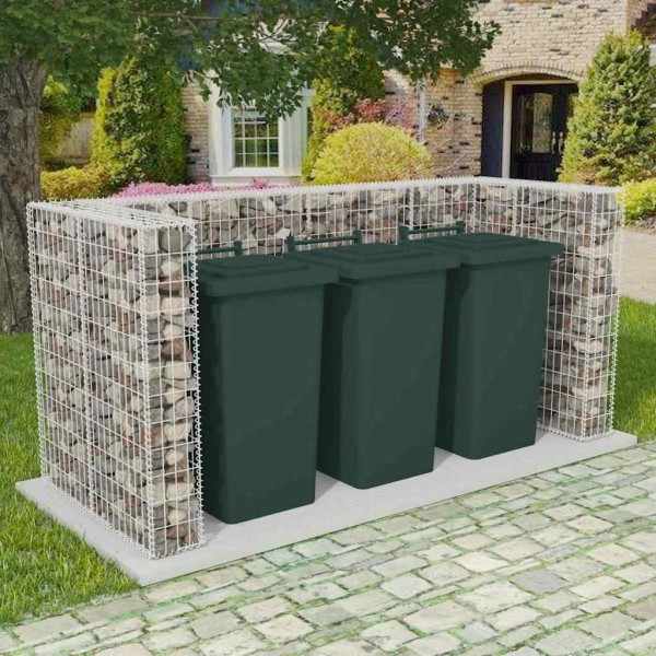 Gabion 3 garbage containers, steel, 110x100x120 cm
