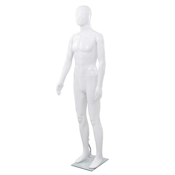 male manikin, glass, shiny white, 185cm