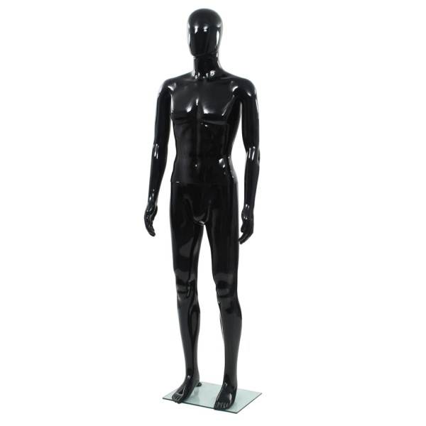 male manikin, glass, shiny black, 185cm