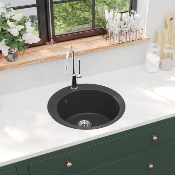 Kitchen, granite, one bowl, round, black