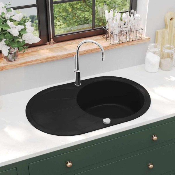 Kitchen, granite, one bowl, oval, black
