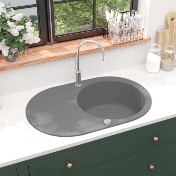 Kitchen, granite, one bowl, oval, grey