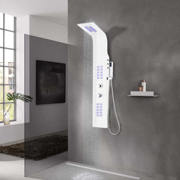 Shower system, white, 20x44x130cm, aluminum