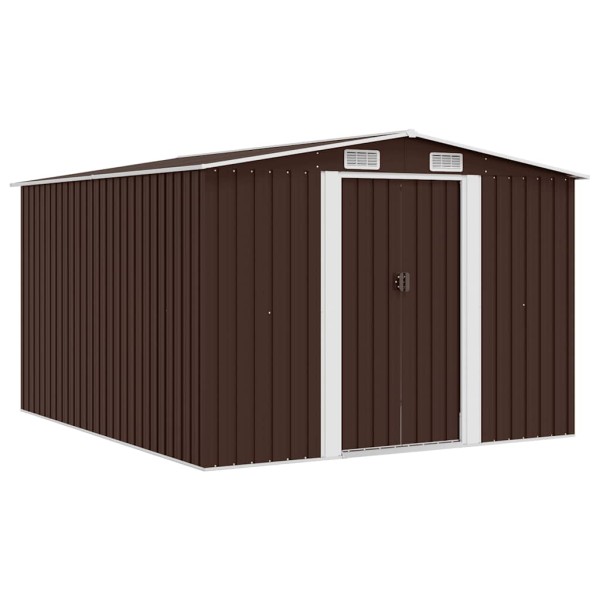Garden shed, brown, 257x298x178cm, metal