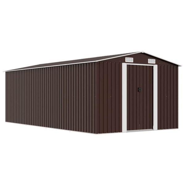 Garden shed, brown, 257x489x181cm, metal