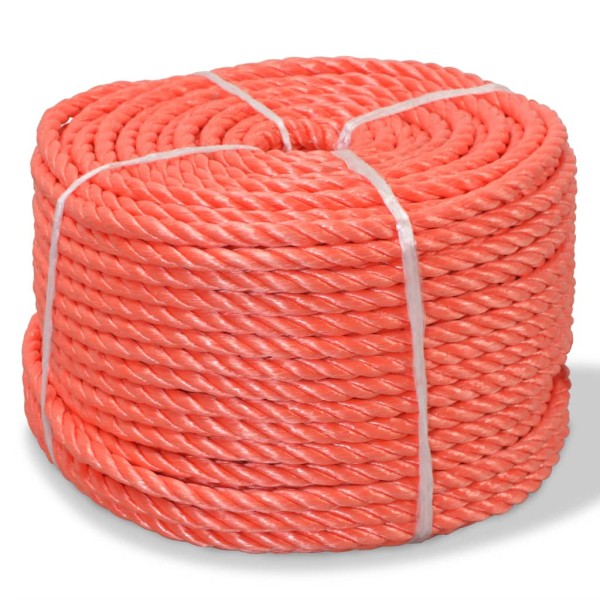 Rolled rope, orange, 500m, polypropylene, 12mm
