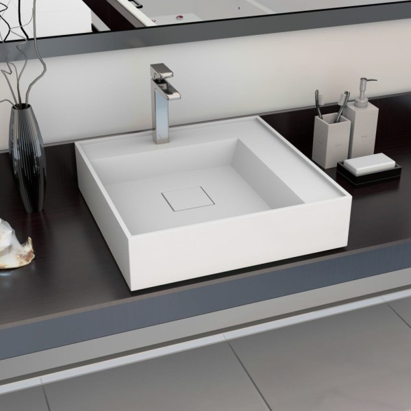 Brush, white, 50x50x12,3cm, mineral blend / marble