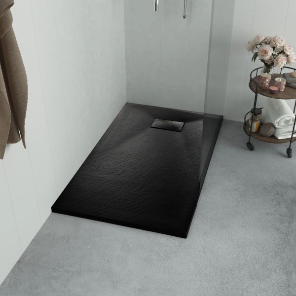 Shower tray, black, 90x70 cm, cast sheet combination