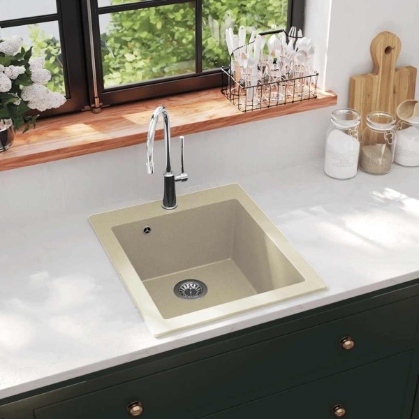 Kitchen wash, sandy colour, granite, one bowl