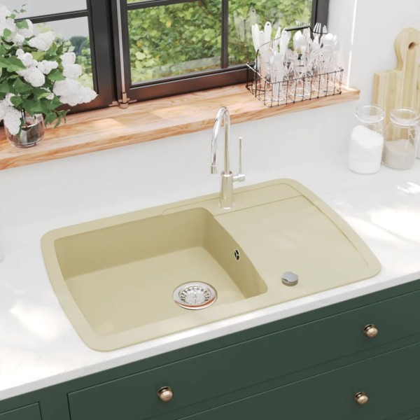 Kitchen wash, sandy colour, granite, one bowl
