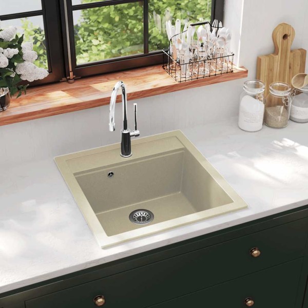 Kitchen wash, sandy colour, granite, one bowl