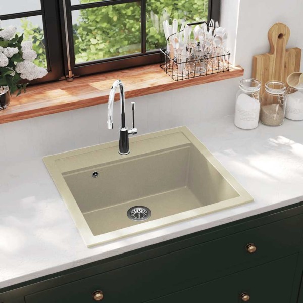Kitchen wash, sandy colour, granite, one bowl