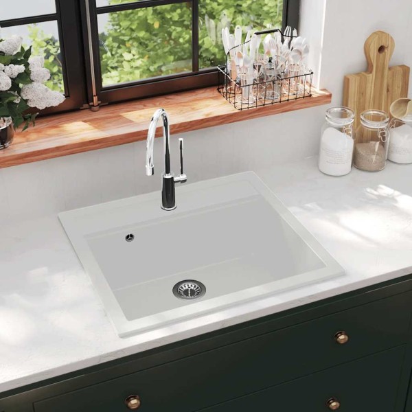 Kitchen, white, granite, one bowl