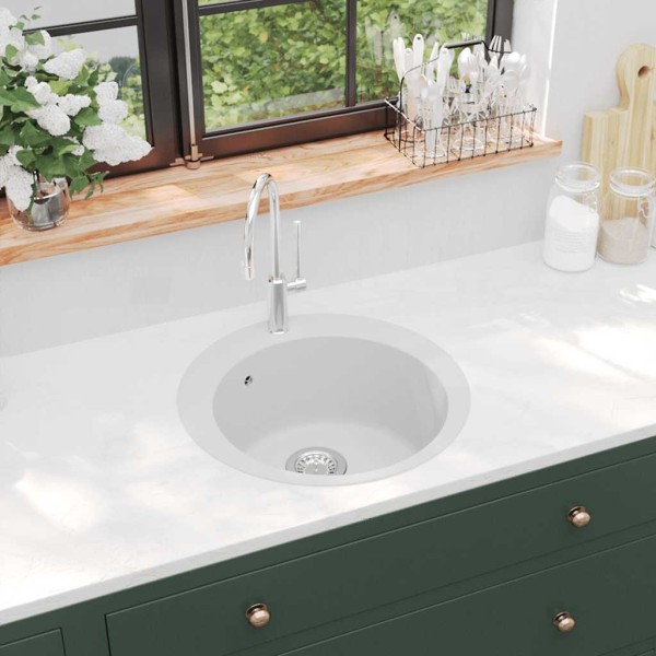 Kitchen, white, granite, one bowl, round