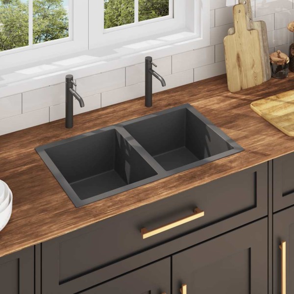 Kitchen, Black, stainless steel, handmade