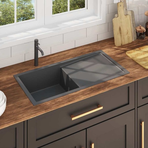 Kitchen, Black, stainless steel, handmade