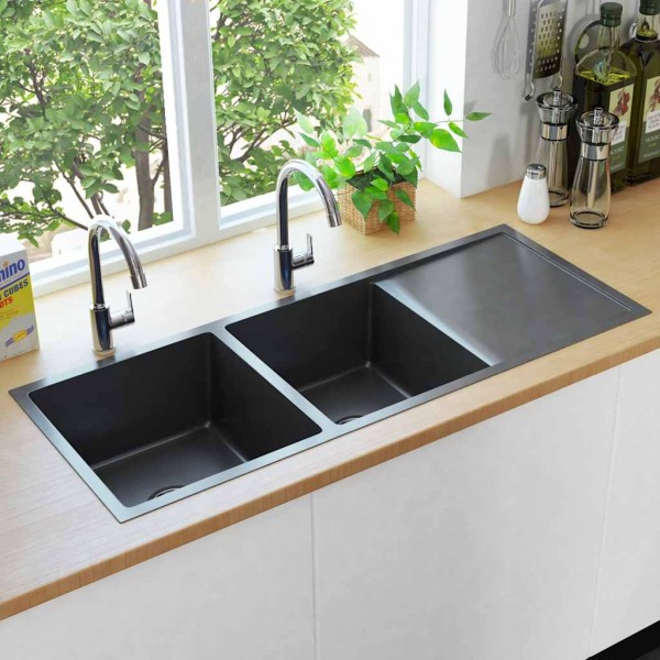 Kitchen, Black, stainless steel, handmade