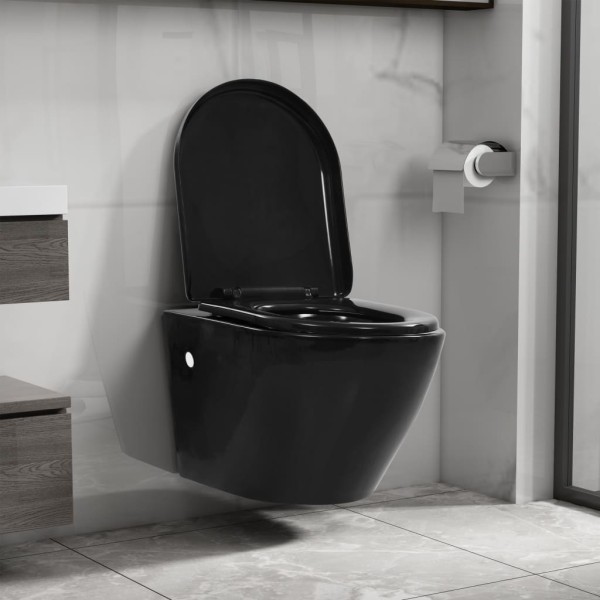 Suspended ceramic toilet, black, without frame