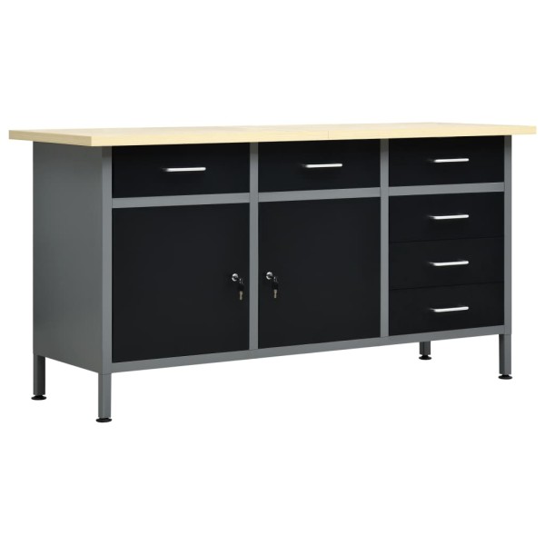 Desktop, black, 160x60x85cm, steel