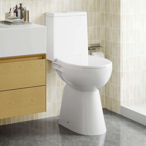 Bathroom without frame, 7 cm extra height, quiet closing, white ceramics