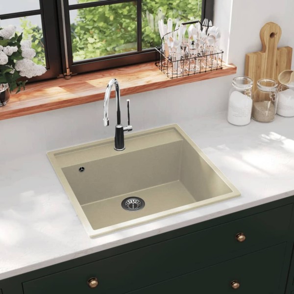Kitchen with an opening from overfilling, sand, granite