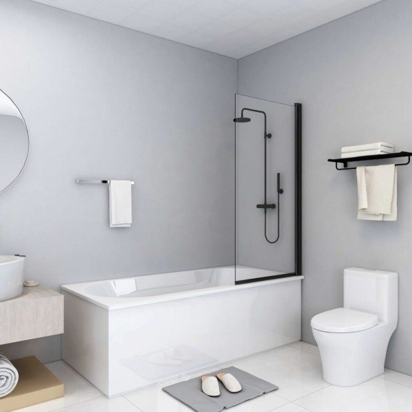Shower partition, black, 68x130cm, ESG