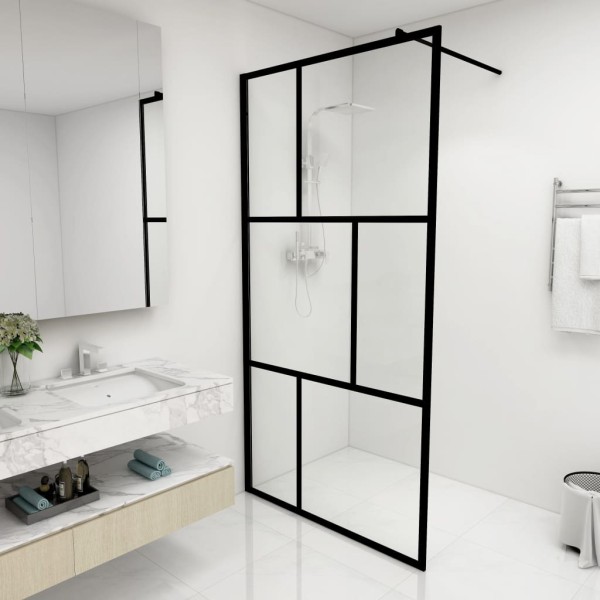 Shower with tempered glass, black, 100x195cm