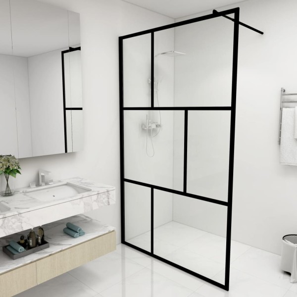 Shower with tempered glass, black, 115x195cm