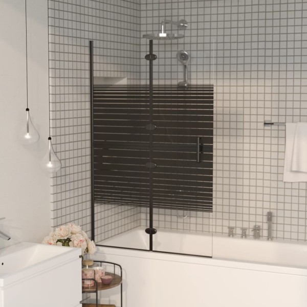 Folding shower partition, black, 80x140cm, ESG