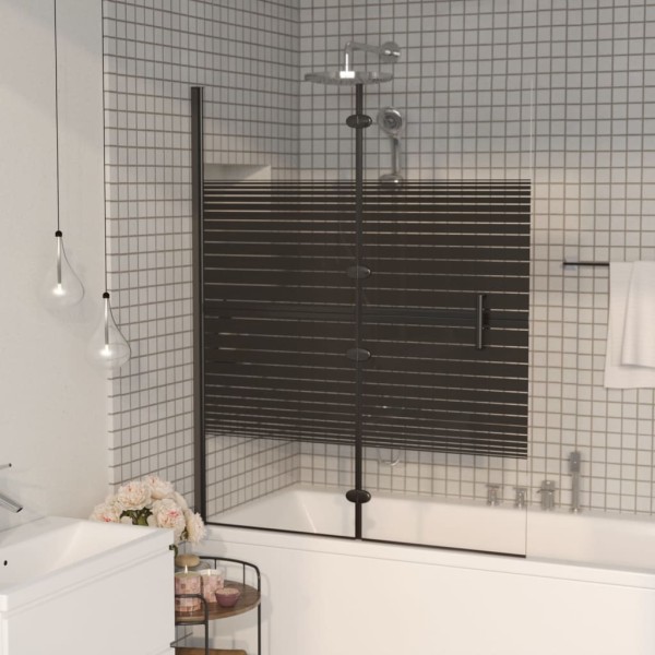 Folding shower partition, black, 100x140cm, ESG
