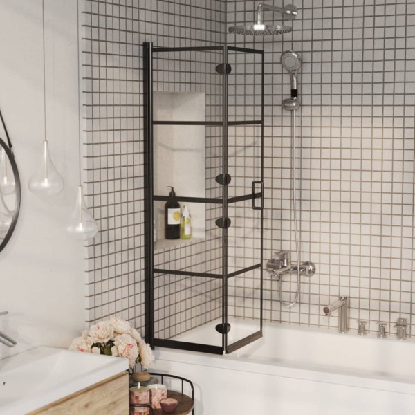 Folding shower partition, black, 80x140cm, ESG