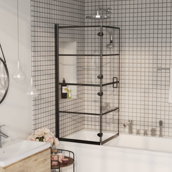 Folding shower partition, black, 120x140cm, ESG