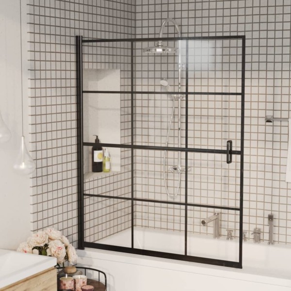 Shower partition, black, 116x140cm, ESG
