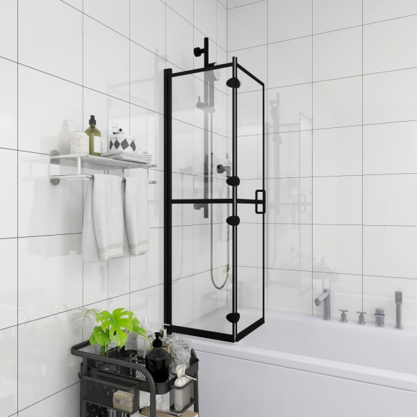 Folding shower partition, black, 80x140cm, ESG