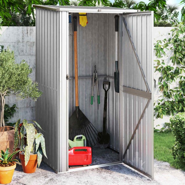 Garden shed, grey, 118,5x97x209,5cm, galvanized steel