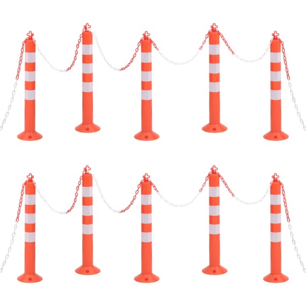 Traffic Control Columns with chain, 10pcs, 75cm, PE