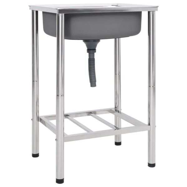 Camping sink, stainless steel, one bowl