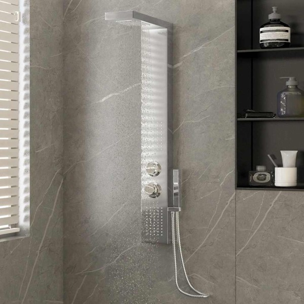 Shower system, stainless steel, square