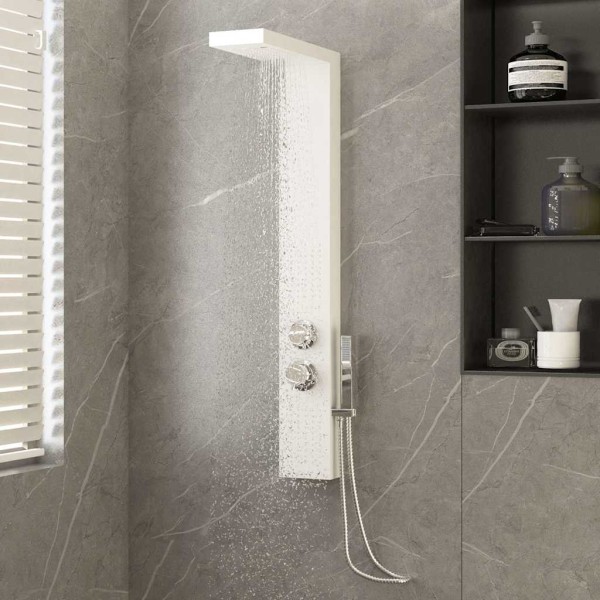 Shower system, white, aluminum
