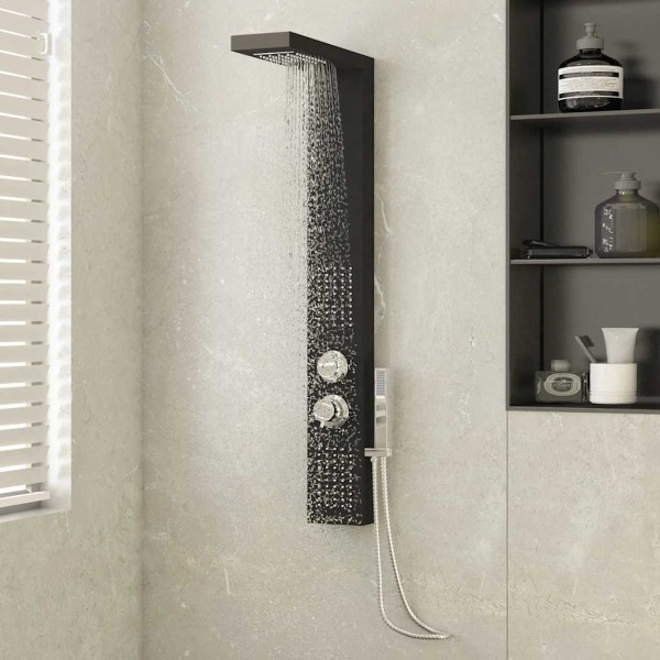 Shower system, black, aluminum