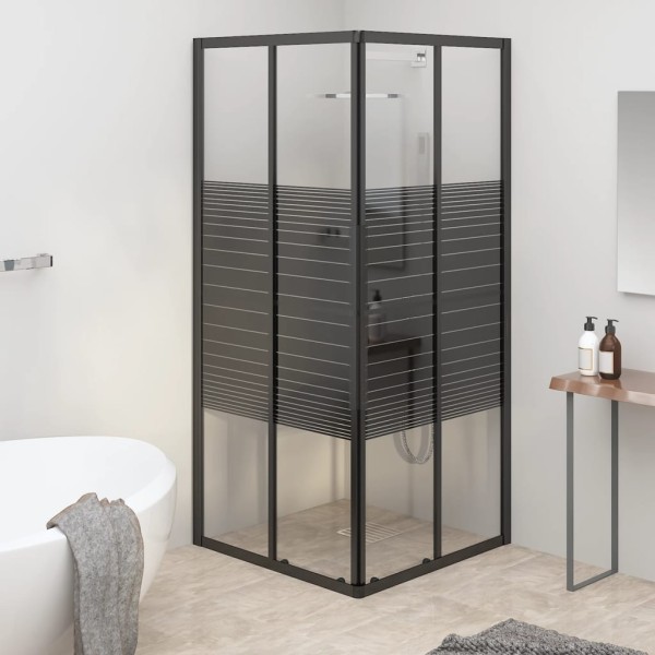 Shower cabin, black, 80x80x180cm, ESG, striped