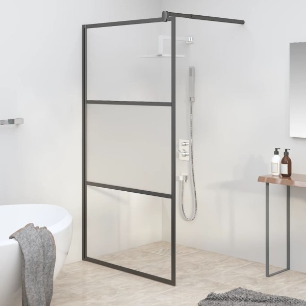 Shower wall, black, 100x195cm, ESG glass