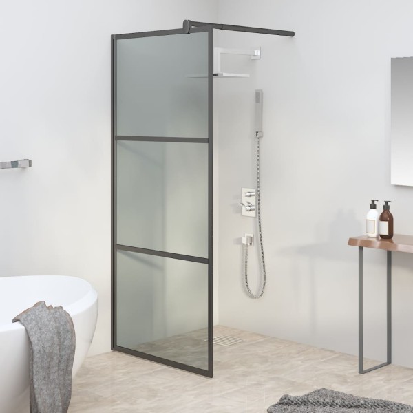 Shower wall, black, 90x195cm, dark ESG glass