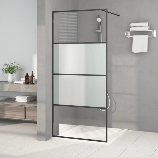 Shower wall, black, 90x195cm, ESG glass
