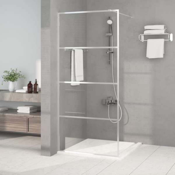 Shower wall, silver, 90x195cm, ESG glass, transparent