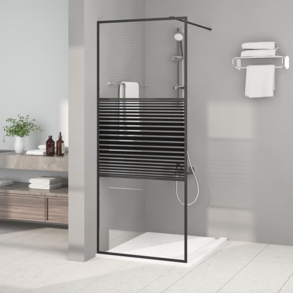 Shower wall, black, 80x195cm, transparent ESG glass