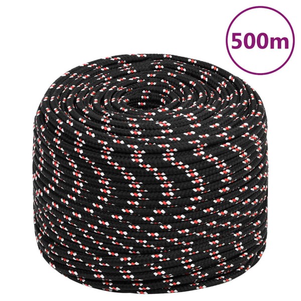 Boat rope, black, 10mm, 500m, polypropylene