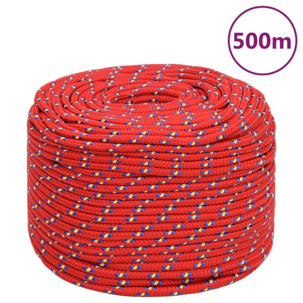 Boat rope, red, 10mm, 500m, polypropylene